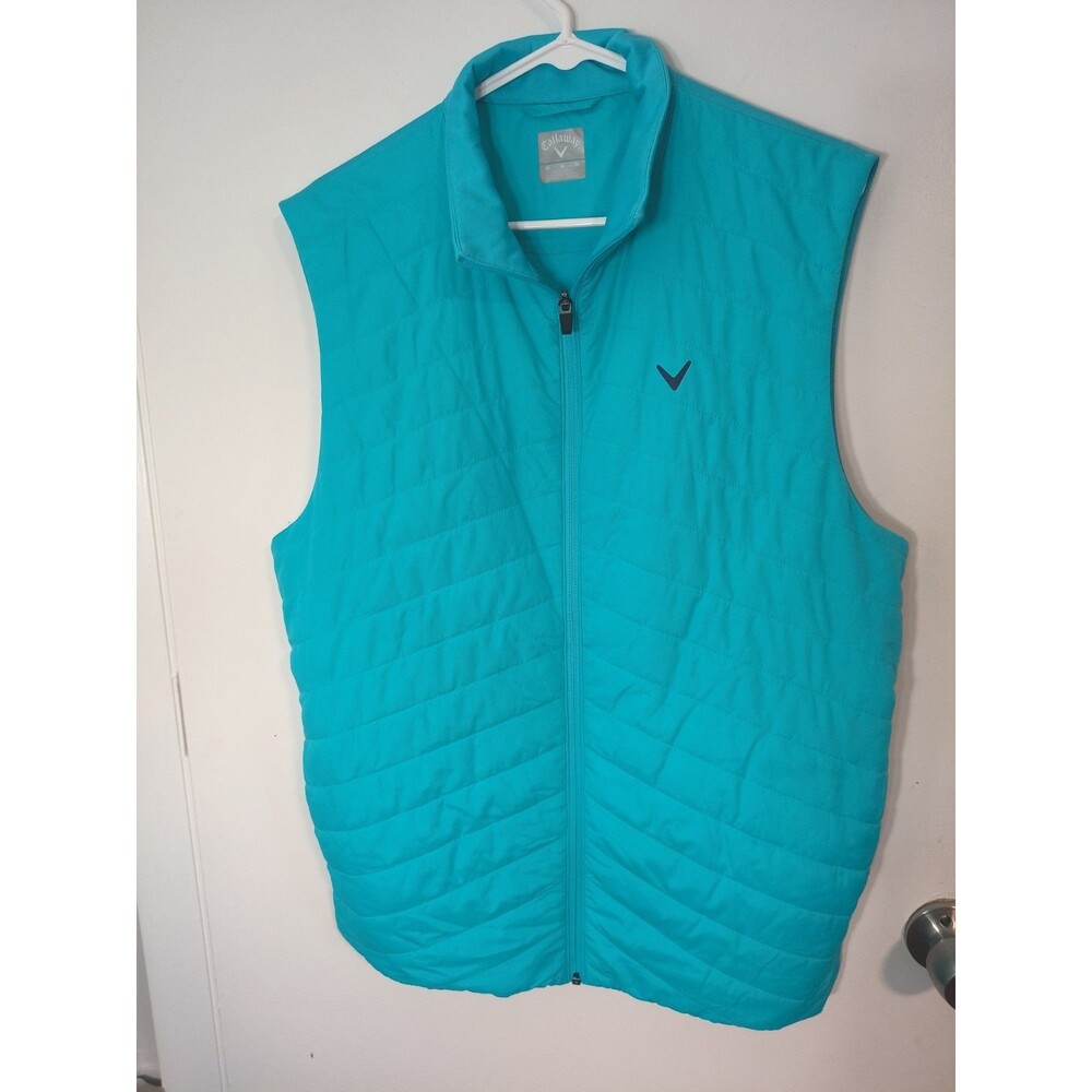 Callaway Vest Men's Med Turquoise Quilted Puffer Golf Full Zip Sleeveless Jacket